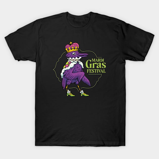 Mardi Gras Festival Crown Raven Crow Mardi Grass T-Shirt by az_Designs